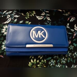 Michael Kors wallet glossy vibrant blue color